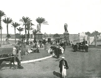 Kasr-el-nil-bron, Kairo, Egypten, 1895.