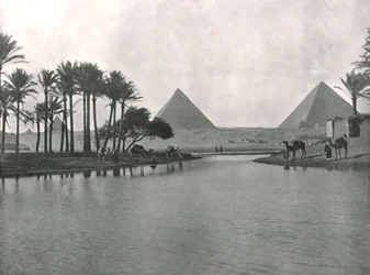 Pyramiderna och Nilen, Gizeh, Egypten, 1895.