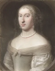 Porträtt av Maria Theresia av Spanien 1638-1683, drottning gemål av Frankrike och Navarra, 1660.