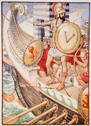 Han blev ett mål för varje pil, illustration från The Story of Greece av Mary Macgregor