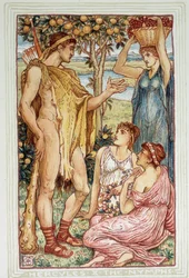 Herkules (Herakles) och nymferna - i "" En underbok för flickor och pojkar"" av Walter Crane