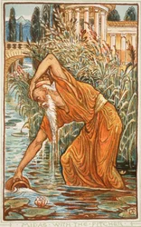 Midas with the Pitcher, illustration från "A Wonder-Book for Girls and Boys" av Nathaniel Hawthorne, 1852