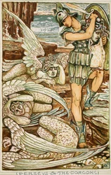 Perseus and the Gorgons, illustration från "A Wonder-Book for Girls and Boys" av Nathaniel Hawthorne