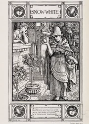 Snövit och häxan som sköter sitt äpple - i "" Hushållshistorier från samlingen av Bros Grimm", översatt från tyska av Lucy Crane, London mac millan & Co ltd