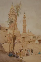 En arabisk gatuscen, Kairo (akvarell)