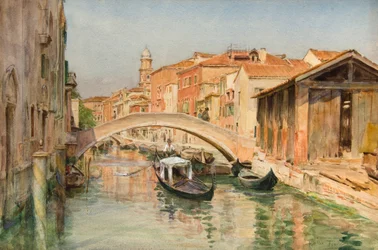 Det gamla båtvarvet på Rio del Ognissanti, Venedig (akvarell)
