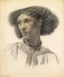 Mrs Fanny Eaton (färgade kritor på papper)
