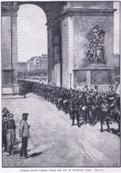 Tyska trupper passerar under Triumfbågen 1871 AD