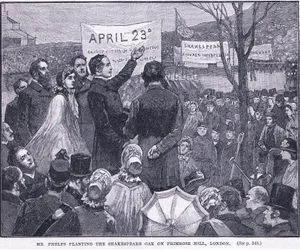 Mr Phelps planterar Shakespeareeken på Primrose Hill, London 1864 AD