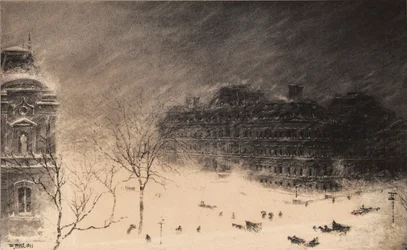 Hörnet av 17th Street och Pennsylvania Avenue, N.W. under snöstormen 1899