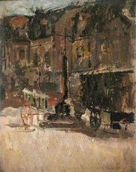 Market Cross, Dieppe (olja på panel)