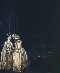 Peggy Ashcroft och Valerie Tudor i "She Stoops to Conquer"