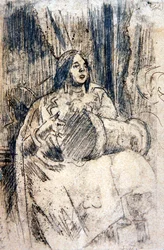 The Study (Trumslagaren), c.1900 (penna på papper)