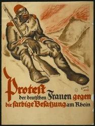 Tyska kvinnor protesterar mot den färgade ockupationen av Rhen, 1920.