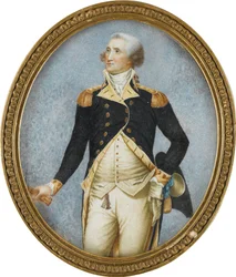 Porträtt av George Washington (1732-1799), av Robertson, Walter (1750-1801). Akvarell, Gouache på horn