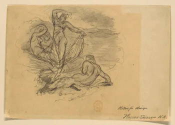 En grupp av fyra nymfer (motiv för design)