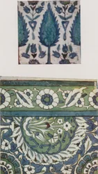 Syrisk tegelplatta, från 1800-talet, från en Damaskusmoské, Syrisk tegelplatta, 1600- eller 1700-talet, från en Damaskusmoské