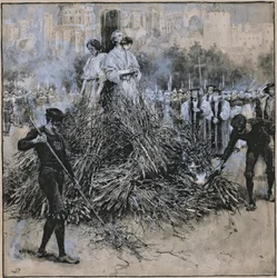 The Martyrdom of Robert Testwood (akvarell på papper)
