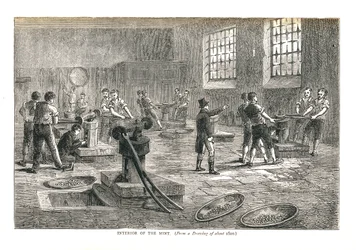 Myntverkets inre från en teckning från omkring 1800, 1878