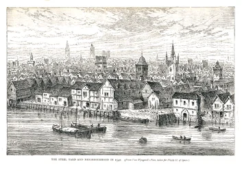 The Steel Yard Iron Wharf and Neighborhood 1540. Vid floden, 1878