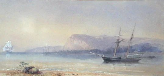 Fartyg på ankar (akvarell på papper)