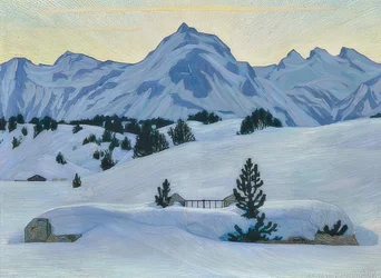 Vinterlandskap nära Maloja. 1912