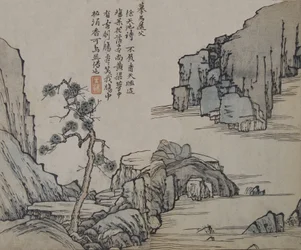 Landskap efter Ma Yuan aktiv ca. 1190-1225, från Mustard Seed Garde..., första upplagan, 1679.
