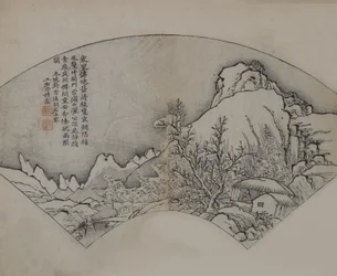 Landskap efter Wang Wei 699-759, från Mustard Seed Garden Manual of ..., första upplagan, 1679.