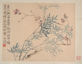 Landskap och blommor, daterad 1745.