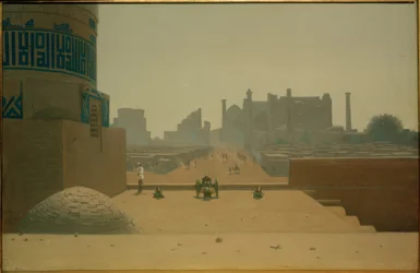 Huvudgatan i Samarkand från Citadellet på morgonen
