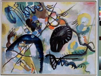 ""Den svarta fläcken"" Målning av Vassily Kandinsky (eller Wassily Kandinski eller Kandinskij