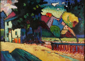 ""Landskap i det gröna huset"" Målning av Vassily Kandinsky (eller Wassily Kandinski eller Kandinskij