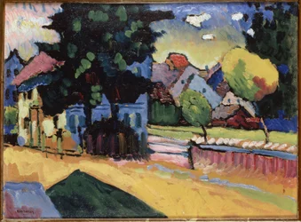 ""Landskap i det gröna huset"" Målning av Vassily Kandinsky (eller Wassily Kandinski eller Kandinskij
