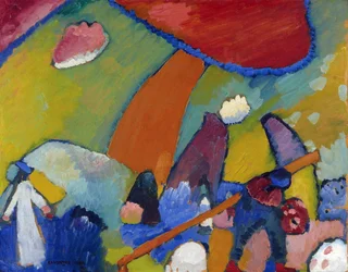 ""Beach Scene"" Målning av Vassily Kandinsky (eller Wassily Kandinski eller Kandinskij