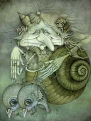 Sea Witch (blyerts och färgkrita på papper)