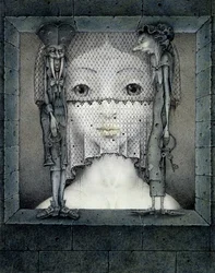Veil of Sadness (blyerts och färgkrita på papper)
