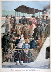 Parisare som återvänder från landsbygden med båt, 1894