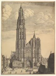 Antwerpens katedralprospekt Tvrris Ecclesiæ Cathedralis, 1649