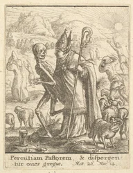 Biskop, från Dödsdansen, 1651.