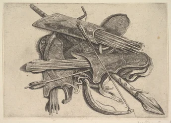 Pilbågar, koger och ett spjut, 1625-77.