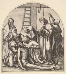 Nedstigning från korset, efter Holbein, 1640.
