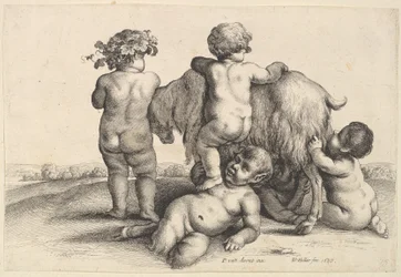 Fyra pojkar, en ung satyr och en get, 1647.