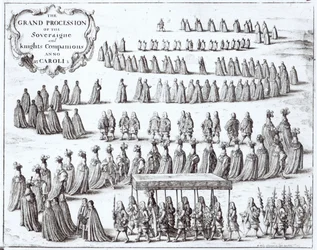 Stora procession av suveränen och riddarna av strumpebandet i Windsor, 1672