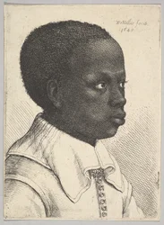 Huvud av en ung svart pojke i profil åt höger, 1645
