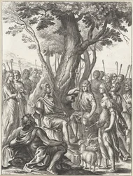Shepherd Meliboeus dömer spelet med herdarna Corydon och Thyrsis Verk av Virgil (serietitel)