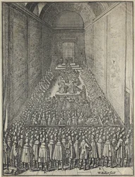 House of Lords, Palace of Westminster i London, ca 1650 (etsning)