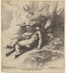 Spädbarnet Herkules sovande, 1625-77.