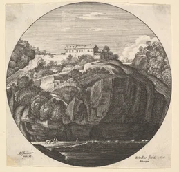 Landskap med hus på klippor, 1646.