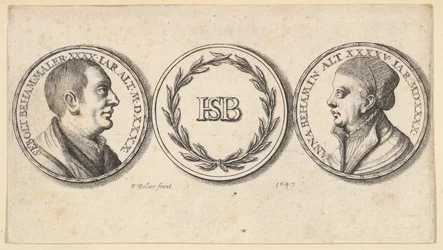 Medaljonger med porträtt av Sebald Beham och Anna Beham, 1647.