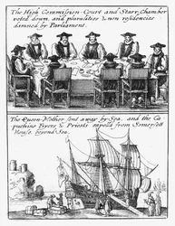 ledamöter av stjärnkammaren; Drottning Henrietta Maria seglar från England